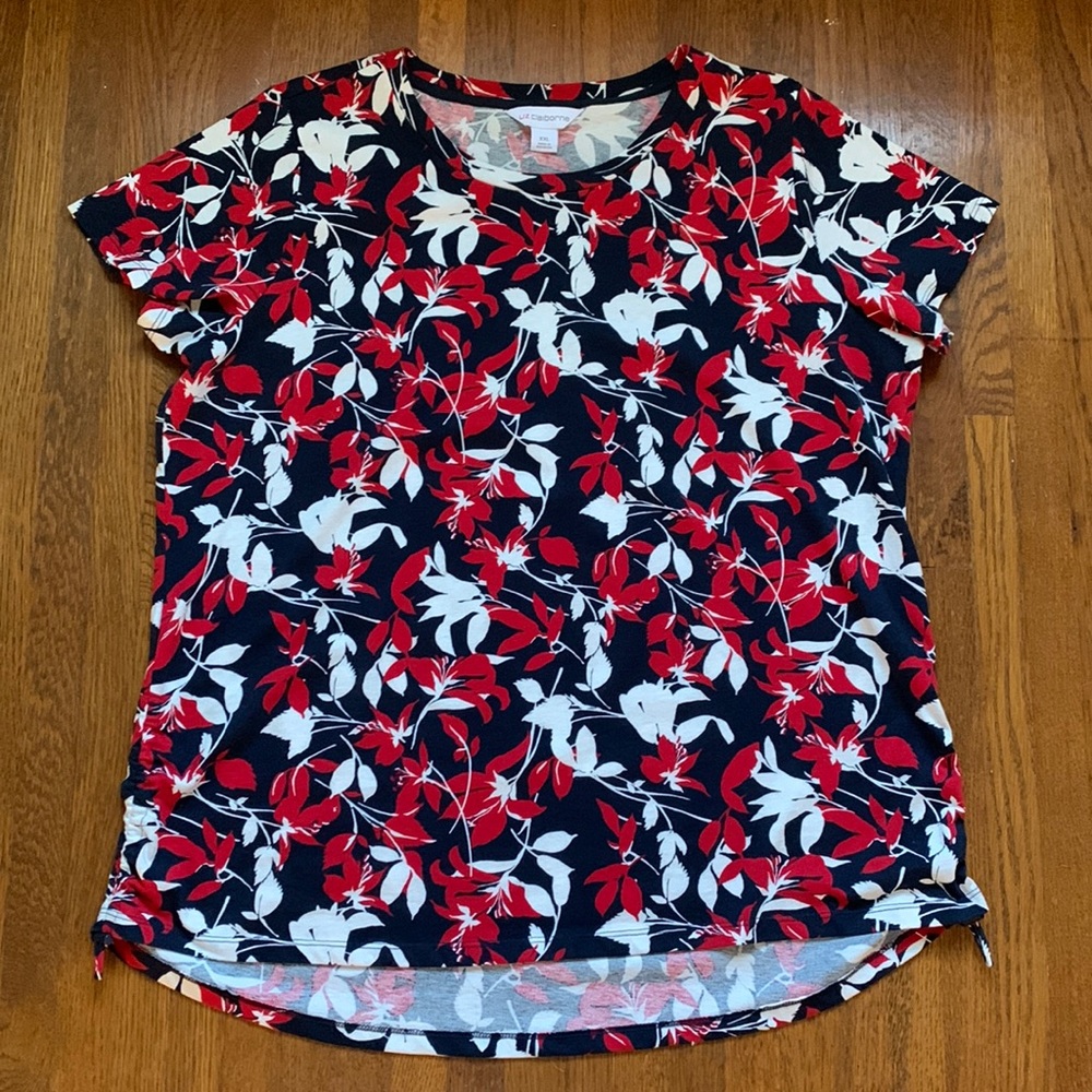 Liz Claiborne T-Shirt Flowered Short Sleeve Size XXL